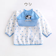 お食事エプロン キッズ ベビー スモック 長袖 立体ポケット 食べこぼしキャッチ よだれかけ ビブ 撥水 アニマル柄 かわいい おしゃれ 子供 赤ちゃん 男の子 女の子 幼稚園 保育園