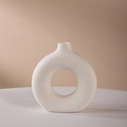 花瓶 花器 フラワーベース フラワーポット 円形 リング 卓上 観葉植物 屋内 部屋 装飾 インテリア 単色 モノトーン シンプル 無地 おしゃれ