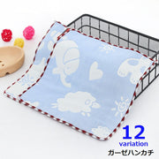 ガーゼハンカチ ガーゼタオル キッズ ベビー マタニティ ハンドタオル ハンカチ 6層ガーゼ 正方形 25cm お出かけシーン よだれ拭き 子ども用 かわいい 可愛い おしゃれ デザイン豊富 動物 アニマル柄 さくらんぼ ピンク 青