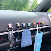 ミニフック 車内収納 車内ホルダー カーアクセサリー マスコット付き 掛ける マスク 鍵 便利 かわいい 動物 花 フラワー キッチン 洗面所 子供部屋 冷蔵庫 車用品 恐竜 クマ