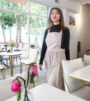 エプロン ワークエプロン レディース ロング丈 膝丈 シンプル 無地 切り替え カフェ 保育士 料理 キッチン ガーデニング ギャザー