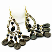 フックピアス ビッグモチーフ ティアドロップ ロング 大きめ 大ぶり レディース アクセサリー しずく おしゃれ エレガント ゴージャス ブラック