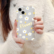 iPhoneケース iPhoneカバー スマホケース スマホカバー フラワー 花 白 ハート クリア 半透明 透け感 背面保護 傷防止 汚れ防止 おしゃれ スマートフォン アイフォン かわいい