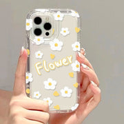 iPhoneケース iPhoneカバー スマホケース スマホカバー フラワー 花 白 ハート クリア 半透明 透け感 背面保護 傷防止 汚れ防止 おしゃれ スマートフォン アイフォン かわいい