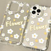 iPhoneケース iPhoneカバー スマホケース スマホカバー フラワー 花 白 ハート クリア 半透明 透け感 背面保護 傷防止 汚れ防止 おしゃれ スマートフォン アイフォン かわいい