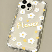 iPhoneケース iPhoneカバー スマホケース スマホカバー フラワー 花 白 ハート クリア 半透明 透け感 背面保護 傷防止 汚れ防止 おしゃれ スマートフォン アイフォン かわいい