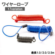 ワイヤーロープ 2.5mm 1m 1.5ｍ 2.5ｍ 防犯対策 盗難防止 セキュリティ用品 スプリング 旅行 出張 荷物 バッグ 自転車 サイクリング ベビーカー 固定