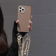 iPhone用ケース iPhone用カバー アイフォーン用 汎用型カバー ストラップ付き スマホショルダー ハンドストラップ 肩掛け 斜め掛け 傷防止 汚れ防止 ブラウン 無地 シンプル かわいい おしゃれ 携帯 スマホ用品