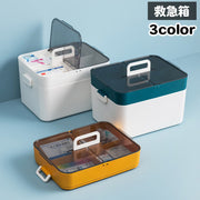 救急箱 薬入れ 薬ケース 2段 持ち手 ファーストエイドボックス 収納 整理 整頓 小物入れ おしゃれ スタイリッシュ シンプル 便利 常備薬入れ