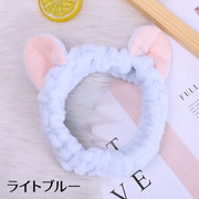 ヘアバンド ヘッドバンド レディース 女性用 耳付き 髪留め 洗顔 洗面 メイク 化粧 スキンケア 可愛い 柔らかい ふわふわ もこもこ リラックスタイム お風呂 バス用品 大人用 白 ピンク 青 紫 グレー ベージュ