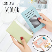 コインケース カードケース 小銭入れ ミニ財布 定期入れ レディース 女性 コンパクト ミニポーチ スクエア カード入れ ファスナー チャック フェイクレザー 無地 おしゃれ カジュアル かわいい プレゼント ギフト 贈り物 緑 黒 ピンク 橙 青