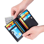 ミニ財布 二つ折り メンズ レザー 本革 牛革 コンパクト ウォレット カード 小銭入れ コインケース 大容量 スキミング防止