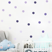 ウォールステッカー 壁ステッカー ウォールシール 壁シール 壁面装飾 室内装飾 ドット柄 水玉 丸 まる ペールカラー パープル 紫 おしゃれ  インテリア雑貨 模様替え DIY プチリフォーム ウォールデコレーション 壁飾り リビング ダイニング 子供部屋 寝室 廊下 おしゃれ シール式 ルームデコレーション