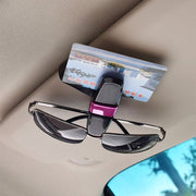サングラスクリップ カードホルダー カー用品 自動車用品 メガネホルダー コンパクト 省スペース 収納 整理整頓 メタリックカラー おしゃれ シンプル