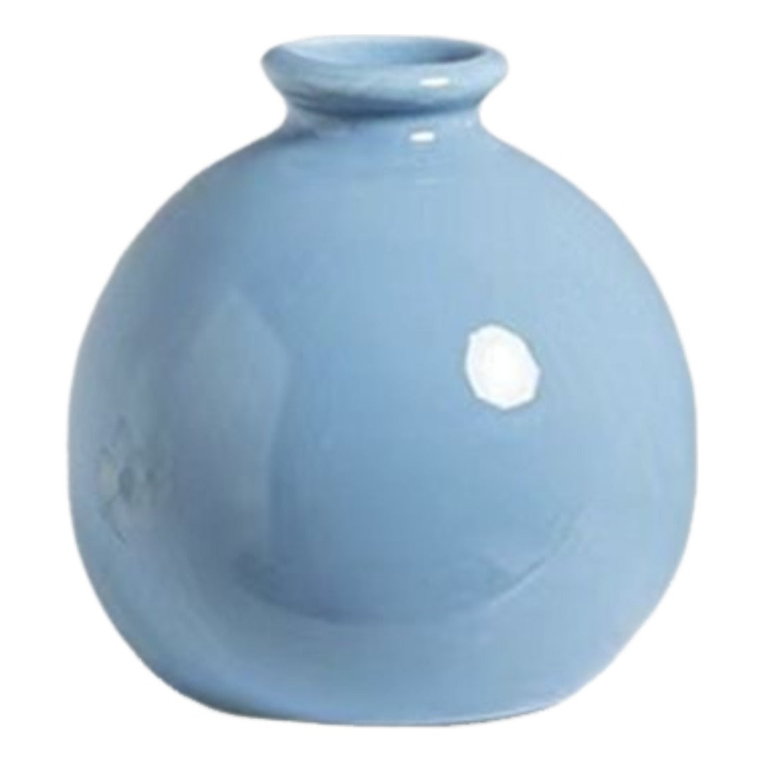 花瓶 花器 フラワーベース 陶器 置物 丸型 ブルー×小 バリエーション画像