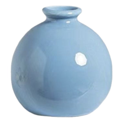 花瓶 花器 フラワーベース 陶器 置物 丸型 ブルー×小 バリエーション画像