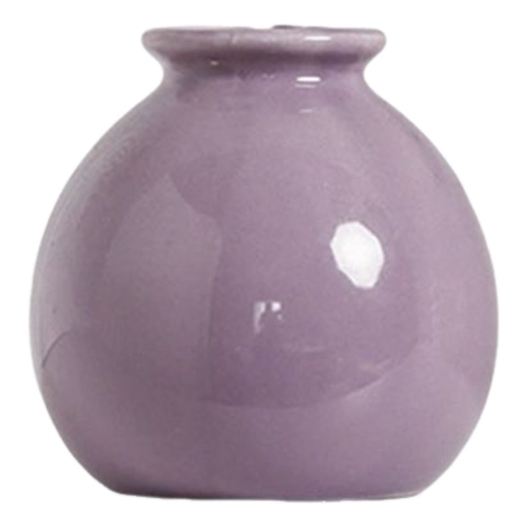 花瓶 花器 フラワーベース 陶器 置物 丸型 パープル【大】 バリエーション画像