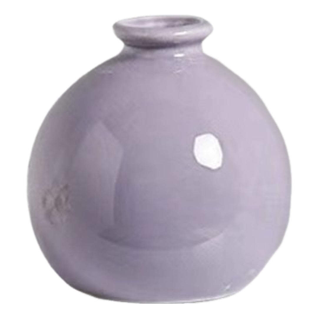 花瓶 花器 フラワーベース 陶器 置物 丸型 パープル×小 バリエーション画像