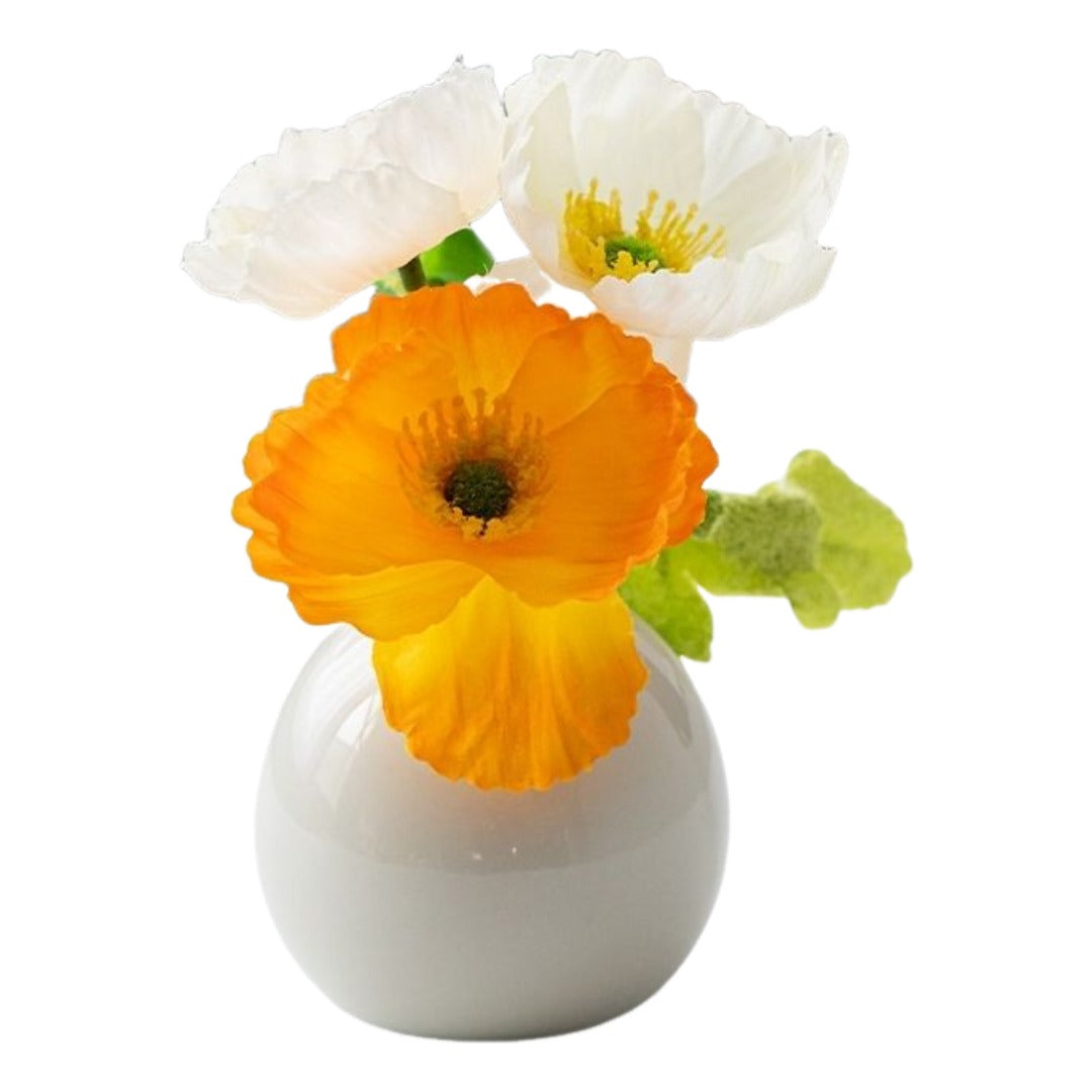 花瓶 花器 フラワーベース 陶器 置物 丸型 ホワイト【大】 バリエーション画像