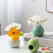 花瓶 花器 フラワーベース 陶器 置物 丸型 白 青 緑 単色 セラミック シンプル フラワーアレンジメント インテリア リビング 玄関 お花 装飾 飾り おしゃれ