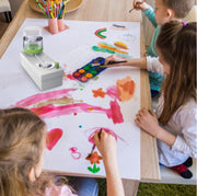 筆洗い 筆洗いバケツ 絵具 画材道具 絵の具 注水 排水 ワンプッシュ式 筆 洗浄 水彩画 アート 水入れ 卓上 タンク付き