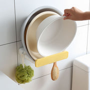 バスラック 伸縮式 浴室用ラック 貼り付け 穴あけ不要 フック付き バス用品 キッチン用品 鍋蓋置き 洗面器収納 引っ掛け スポンジ掛け ブラシ掛け 省スペース 整理 バスルーム お風呂場 洗面所 台所 便利