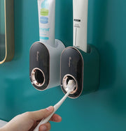 歯磨き粉ディスペンサー 歯みがきペースト スタンド スクイーザー チューブハミガキホルダー 壁面収納 粘着式 洗面室 おしゃれ スタイリッシュ 工具不要 グリーン ホワイト ブルー