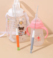 ストローブラシ 隙間ブラシ 単品 1本 キッチンブラシ 洗浄ブラシ ストローボトル 水筒 すき間 洗い 溝 洗浄 ホースブラシ ダブルヘッド フタ 蓋 哺乳瓶 マグブラシ 掃除 多機能 分離可能 便利