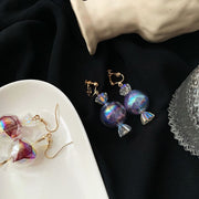 ピアス イヤリング キャンディー 透明 クリア フックピアス レディース アクセサリー かわいい おしゃれ レッド オーロラ