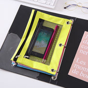 ファイルケース 書類ケース 小物ケース 文具 文房具 ステーショナリー B5 3穴 メッシュ窓 ジッパー 2ポケット 防水 カラフル 仕分け 事務用品 家計簿 学校 便利グッズ