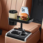 ドリンクホルダー マルチカップホルダー 食事トレイ付き 車載カー用品 スマホホルダー 多機能 360度回転 車内収納 省スペース