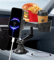 ドリンクホルダー マルチカップホルダー 食事トレイ付き 車載カー用品 スマホホルダー 多機能 360度回転 車内収納 省スペース