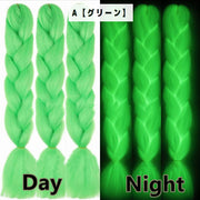 エクステ 三つ編み 夜光 蛍光 光る カラー つけ毛 付け毛 ロング カラフル コスプレ イベント ダンス クラブ 変装 レディース カラバリ豊富