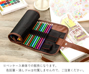 ペンケース ロールタイプ 48本収納 文房具 帆布 黒 アウトドア スケッチ コンパクト 持ち運び簡単 無地 芯折れ防止