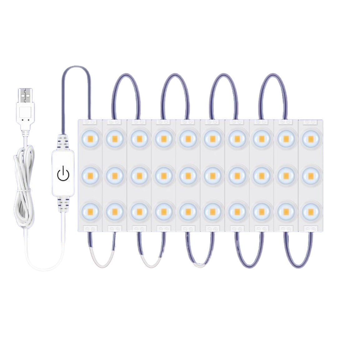 LEDミラーライト メイクアップライト 女優ライト 化粧ライト 10パック30個LED電球 USB給電 高輝度 化粧鏡 配線調整可 リチウム