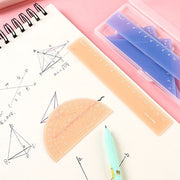 定規セット 4点セット 文房具 ものさし 三角定規 分度器 15cm 60度 45度 学校 算数 シンプル カラー おしゃれ 小学生 女子 男子 子供 直角三角形 正三角形 スケール 物差し