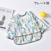 お食事エプロン スモック ベビー用品 赤ちゃん キッズ 子供用 男の子 女の子 長袖 防水 離乳食 お絵描き 工作 汚れ防止 可愛い プリント おしゃれ 動物 アニマル 恐竜 ドット リーフ 羽 リボン