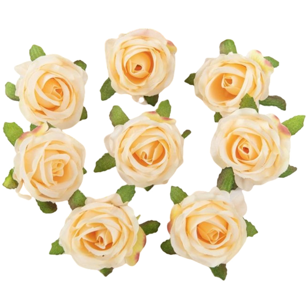 造花 薔薇 ばら バラ 4個セット フェイクフラワー ライトイエロー バリエーション画像