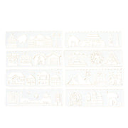 ステンシルシート 8枚セット ステンシルプレート 描画 テンプレート 絵図 製図 塗り絵 DIY 手帳 定規 アルファベット 数字 イラスト