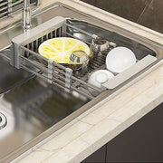 水切りラック 水切りかご シンクバスケット 伸縮式 シンク内 ステンレス キッチン収納 台所用品 大容量 省スペース 食器乾燥