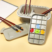 筆洗いバケツ パレット 3点セット 画材 筆洗器 筆置き スタンド ホルダー 取っ手 持ち手 持ち運び ブラシウォッシャー 洗浄 便利 多機能 美術用品