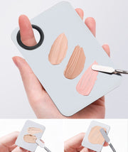 メイクアップパレット カラーブレンド ミキシング スパチュラ付き 2点セット ネイルアート用品 化粧品 メイク用品 メイクツール マニキュアパレット シャドウパレット リップパレット 四角 スクエア 単色 ステンレス シンプル 化粧道具アクセサリー 便利グッズ 銀色