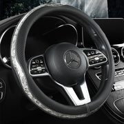 ハンドルカバー 車内装飾 カーアクセサリー 車用アクセサリー 丸形 ラウンド型 O型 D型 防滑 摩耗防止 汚れ防止 防汚 フェイクレザー ブラック ブラウン グレー レッド シンプル クール かっこいい おしゃれ シック