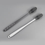 ボトルブラシ 柄付きブラシ ロング シリコン コップ用ブラシ 柔らかい キッチン用品 洗いやすい 汚れ落とし 洗浄 グラス用 水筒 哺乳瓶 タンブラー グレー 白 便利