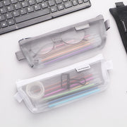 ペンケース 筆箱 ふでばこ 筆記用具入れ 小物収納 文房具 ステーショナリー 三角形 メッシュ ファスナー ジップ シンプル 軽量 通気性 おしゃれ