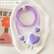 ケーブル保護カバー 電源アダプタカバー USB Type-C Apple 保護カバー ケーブルプロテクター ケーブルガード 断線防止 断線防止 汚れ防止 リボン ハート かわいい おしゃれ
