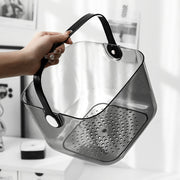 お風呂バスケット かご 小物入れ 収納用品 持ち手付き 水切り穴付き 透明 クリア シャワーバスケット 穴あき 手提げ 収納ボックス バスルーム 浴室 脱衣所 温泉 スパ