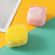 シャンプーブラシ シリコンブラシ バスブラシ ボディブラシ バス用品 お手入れ ディスペンサー付き ヘアケア 洗髪 くし お風呂 ソフト やわらかい 持ち手付き シャンプーを入れられる ボディソープを入れられるかわいい おしゃれ キュート スカルプ ケア ピンク 青 黄
