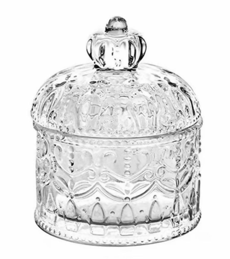 小物入れ フタ付き ガラスポット 小物収納 アクセサリーケース コットンポット ヨーロピアン調 クリア 透明 インテリア雑貨 かわいい おしゃれ 卓上