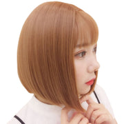 フルウィッグ 全頭かつら ボブ レディース 女性 前髪あり ストレート ショート ナチュラル イメージチェンジ イメチェン お洒落 可愛い かわいい キュート ヘアアクセサリー ブラック ブラウン 黒 茶